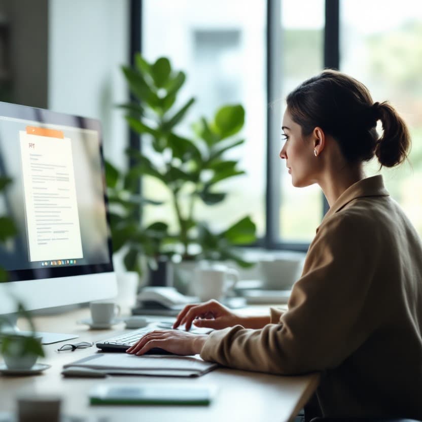 Tradutora revisando documento traduzido pela Sibilla